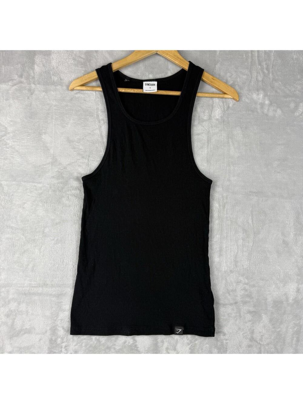 Gymshark Ribbed Tank Top Sleeveless Men Size Small Black Base Layer Comfort Gym - Picture 8 of 8
